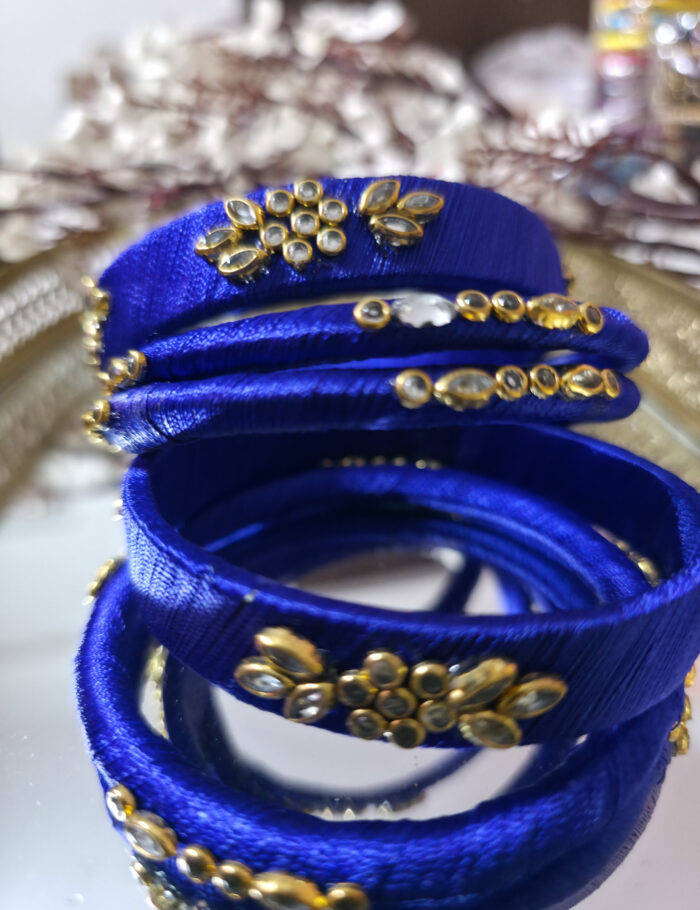 20251002_235106 Hand-crafted silk thread kundan bangles (six count)