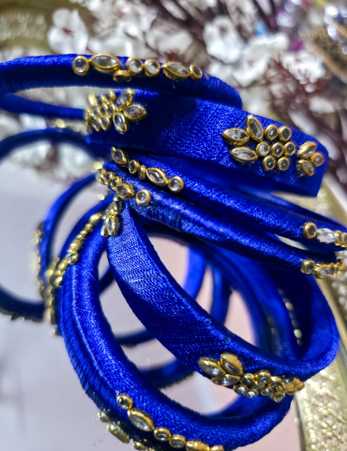 20251002_235119 Silk-wrapped bangle set of six with kundan embellishment