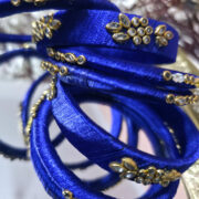 Silk thread bangle set in kundan style with 6 pieces