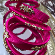 Festive artisan silk thread kundan bangles set of 6