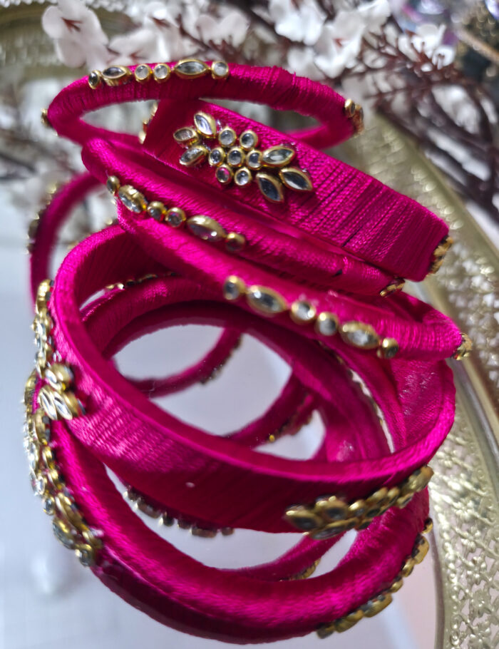 20251002_235311 Festive artisan silk thread kundan bangles set of 6