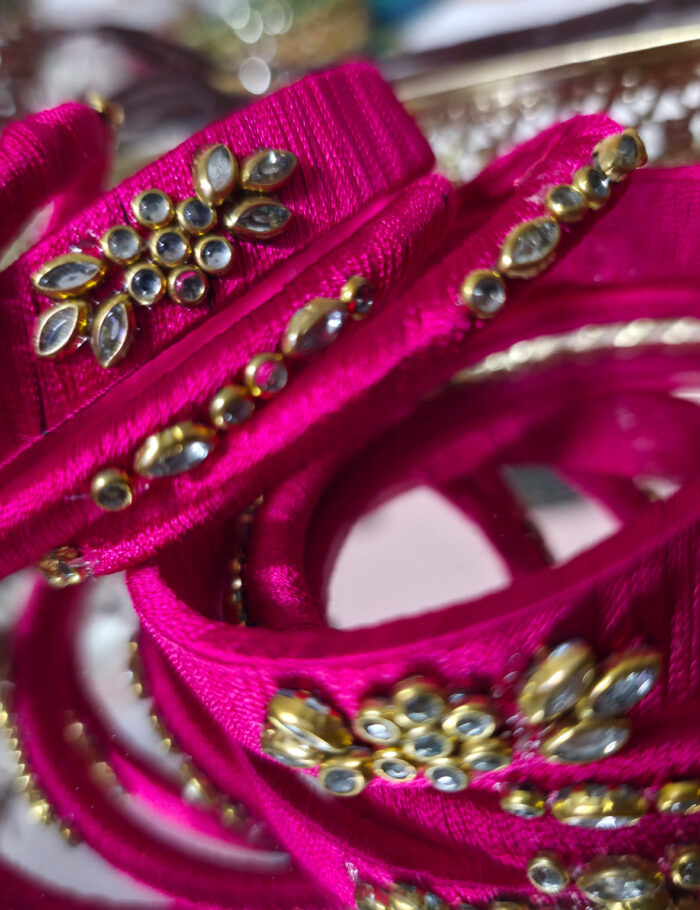 20251002_235320 Six bright silk-thread kundan bangle pair stack