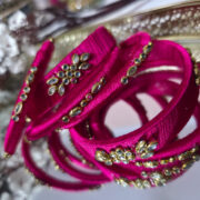 Designer silk thread kundan bangle set of six pieces