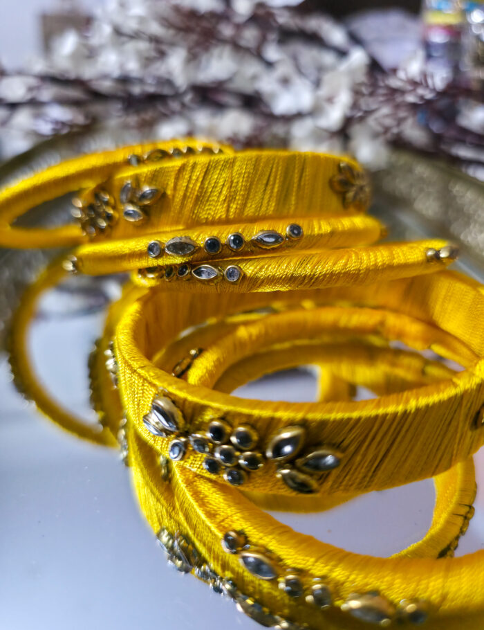 20251002_235441 Light silk-thread bangles with kundan stones, set of six