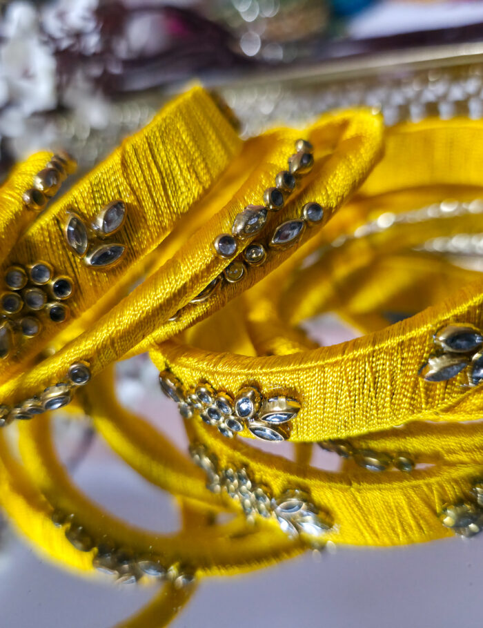 20251002_235449 Ethnic silk thread bangle stack with kundan work (6)