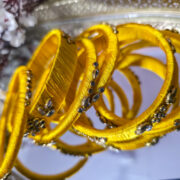 Handcrafted kundan bangles wrapped in silk thread – set of 6