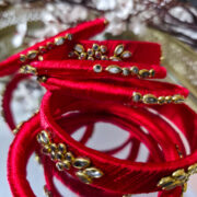 Traditional 6-piece silk thread kundan bangles