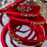 Six-piece silk thread kundan bangles set