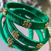 Green silk thread bangles set of two