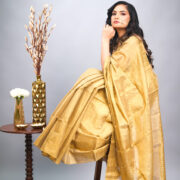 Shining Saturn Zari Linen saree