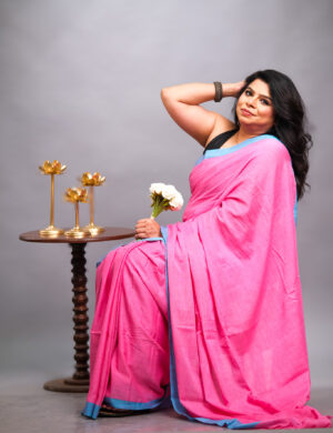 Gulabi Sehaj Mul-Cotton Saree
