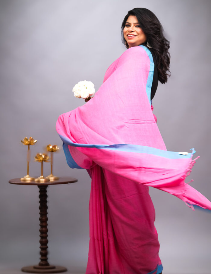 Summer pink mul saree