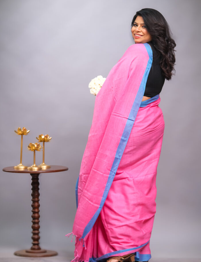 Blush pink cotton saree