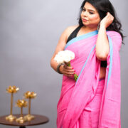 Light pink mul saree