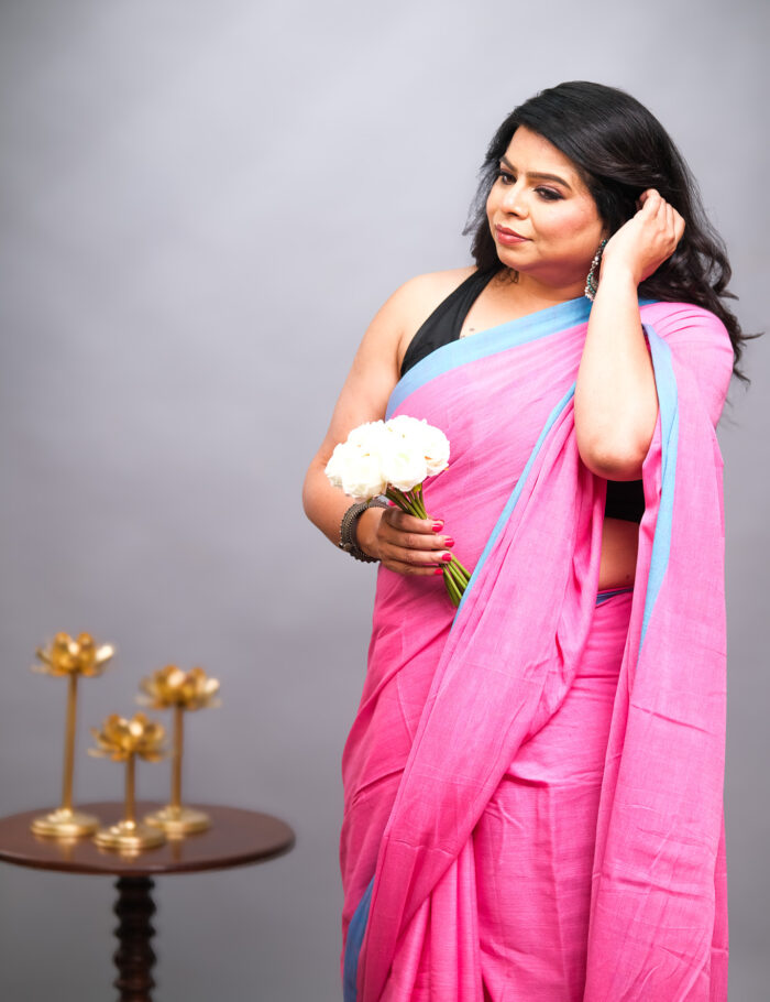 Light pink mul saree