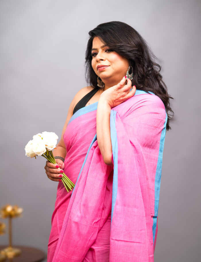 Gulabi Sehaj mul saree