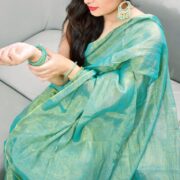 Shining Earthy saree Zari-Linen