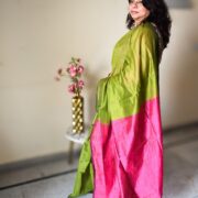 Blue khadi saree with subtle design