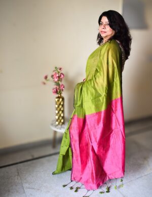 DSC_0137_1 Blue khadi saree with subtle design