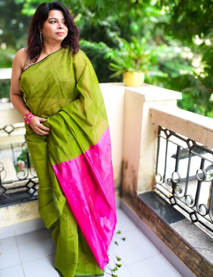 DSC_0144_1 Deep teal khadi saree