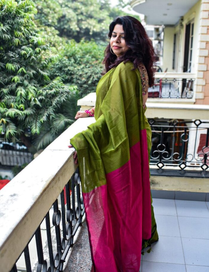 DSC_0154_1 Teal-blue khadi cotton saree