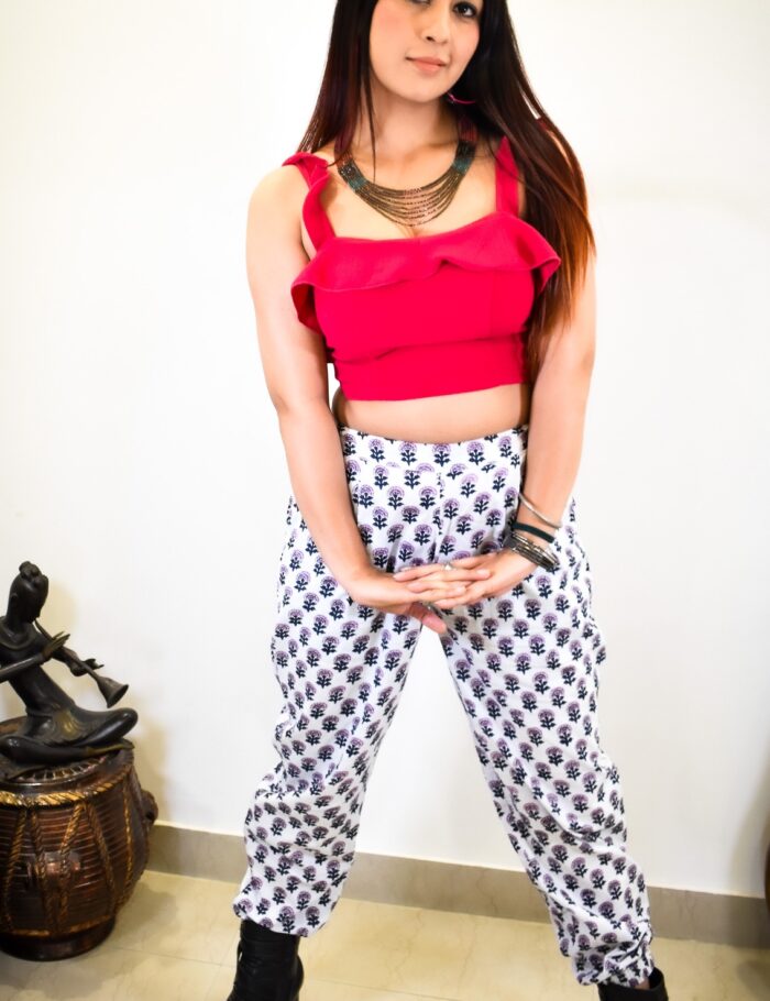Boho turquoise bagru joggers
