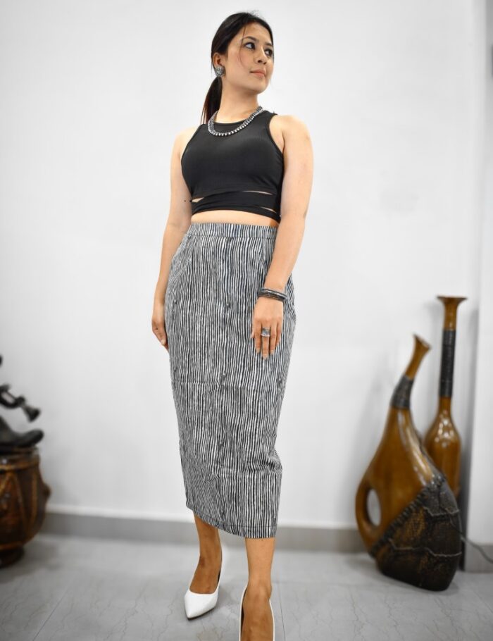 DSC_0184 Off-White Bagru Print Cotton Skirt