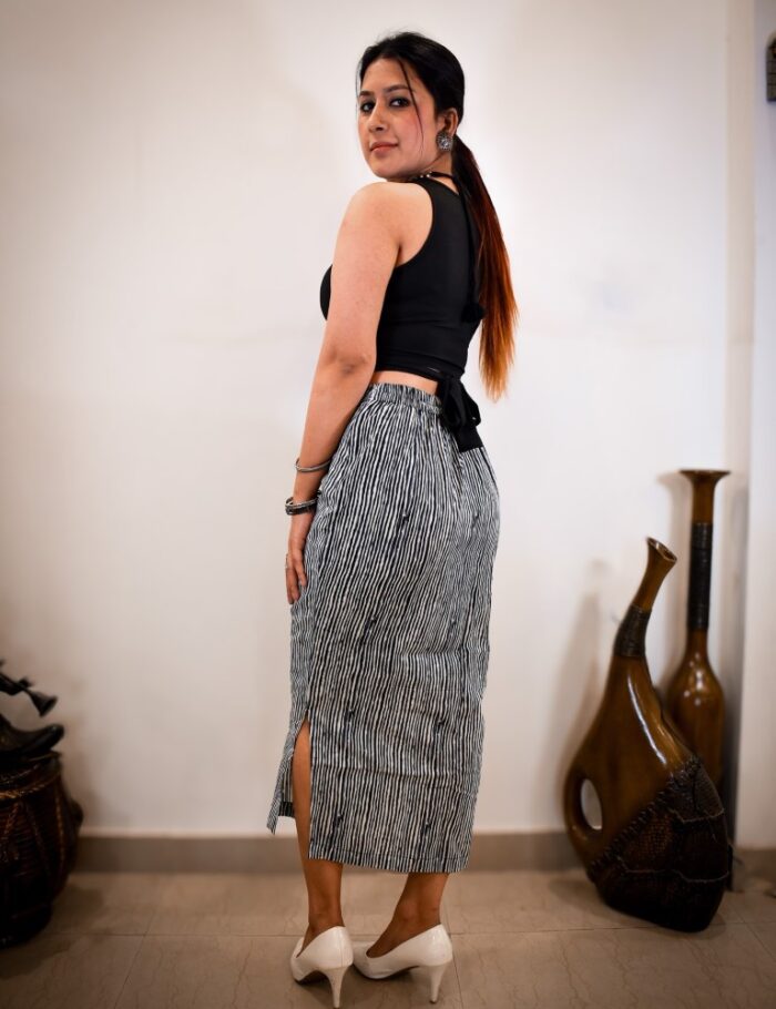 DSC_0188 Hand-block Bagru cotton skirt in beige
