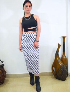 DSC_0195 Traditional white Bagru cotton skirt