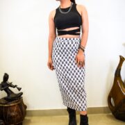 Elegant white Bagru cotton skirt