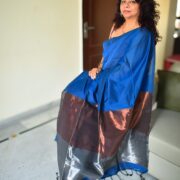 Neeli Lehar khadi cotton saree