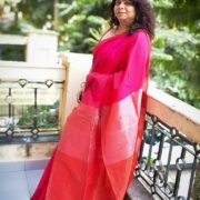 Gulabi Lehar mul , Khadi Cotton Saree with natural dye