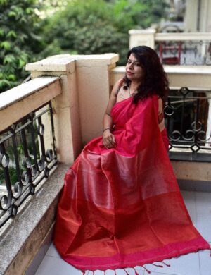 Gulabi Lehar Khadi Cotton Saree with natural dye