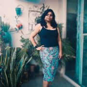 Turquoise Bagru Print Cotton Skirt