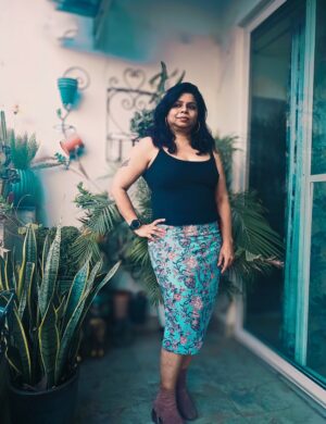 Turquoise Bagru Print Cotton Skirt