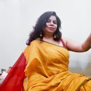Rustic yellow cotton-silk saree