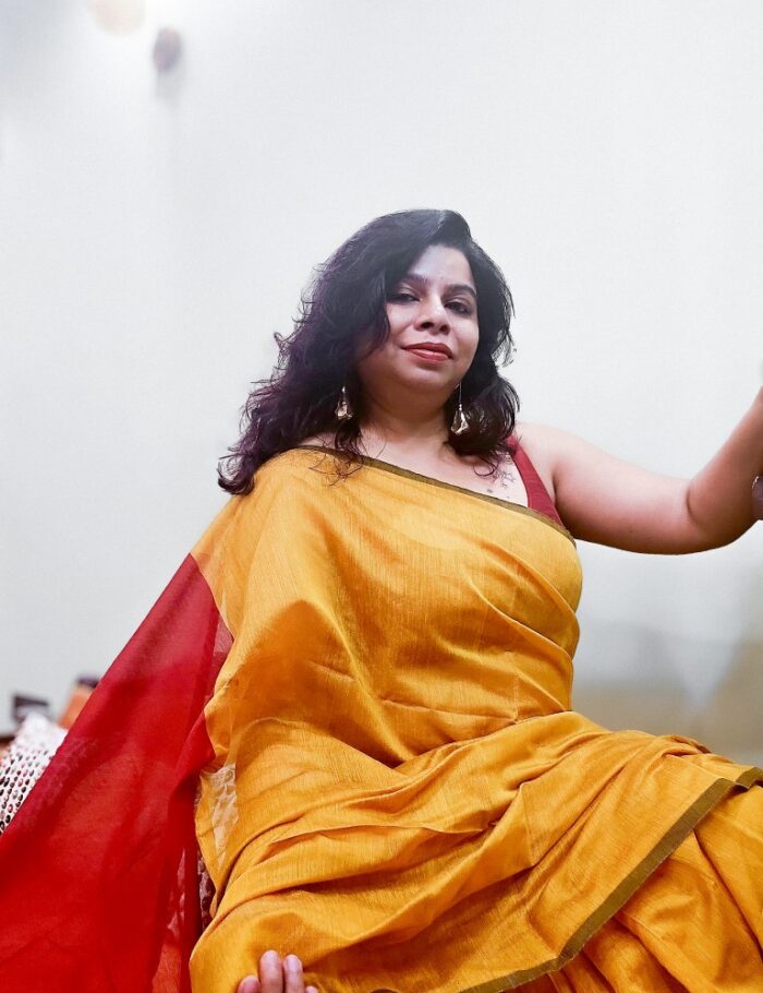 Rustic yellow cotton-silk saree