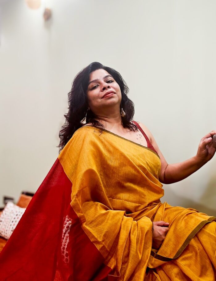 Yellow handloom cotton-silk