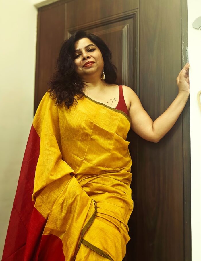 Soft haldi silk-cotton saree