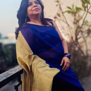 Lightweight cotton-silk saree in blue