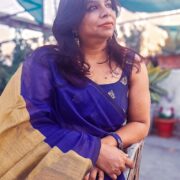 Blue Basil cotton-silk saree