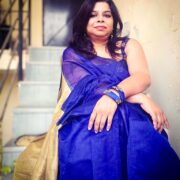 Classic blue basil saree
