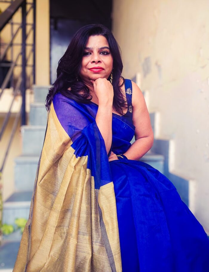 20241215_172013 Blue Basil Cotton Silk Saree