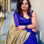 Festive blue basil saree