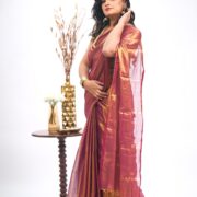 Copper pink tissue saree