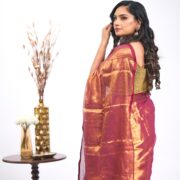 Tambe Rangi Tissue Silk Saree
