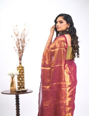 Tambe Rangi Tissue Silk Saree