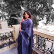Blue cotton saree with zari