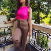 Pink pinstripe crop tee