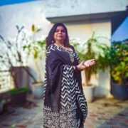 Dark navy mul-cotton saree